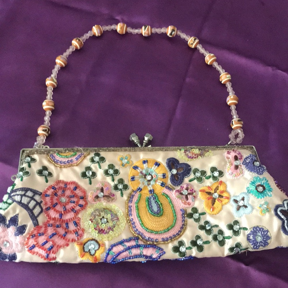 Steve Madden Clutch Purse w/ Beaded Strap